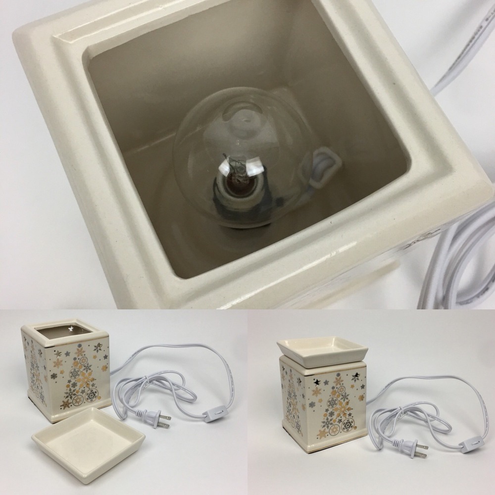 Square‎ Tabletop Plugin Candle Warmer Christmas Tree Stars Gold Silver Metallic - Picture 5 of 8